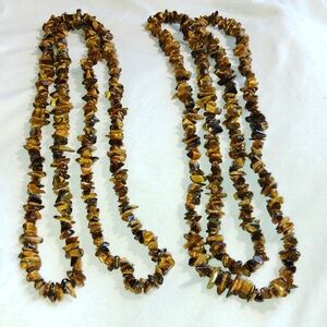 Vintage tigers eye Stone chip strand necklaces 36" each $85 ea. or 2 for$150